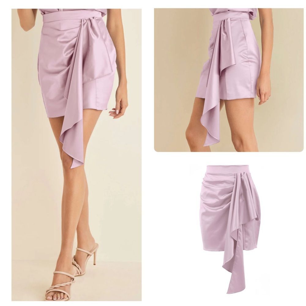 Venus light pink cascading ruffle satin mini skirt size 4